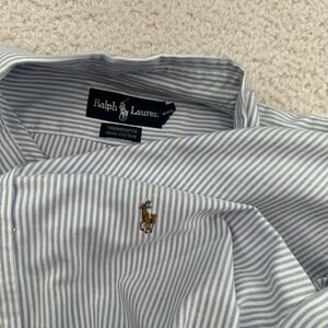 Polo Ralph Lauren YARMOUTH Mens 17 34 Stripe Short Sleeve Dress Shirt